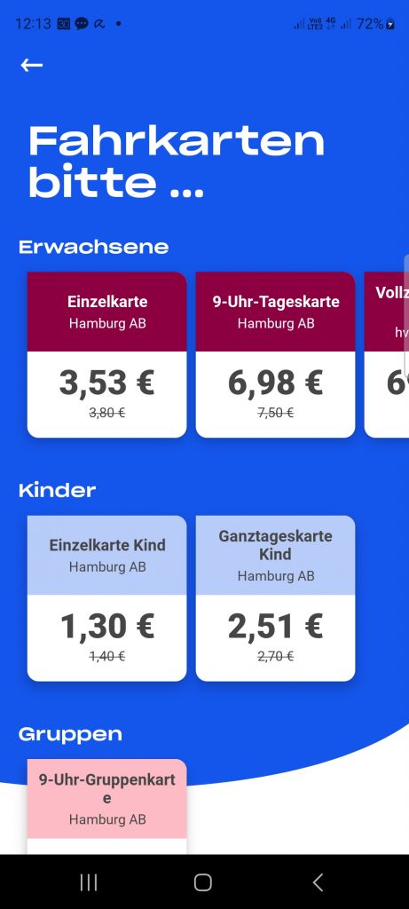Fahrkartenkauf in der HVV-App