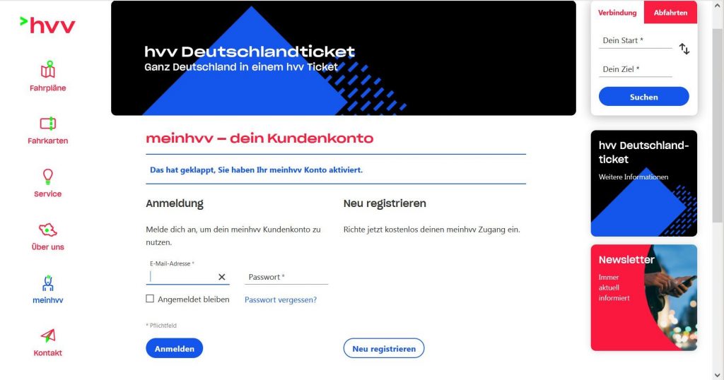 Anlegen eines Kontos bei meinhvv