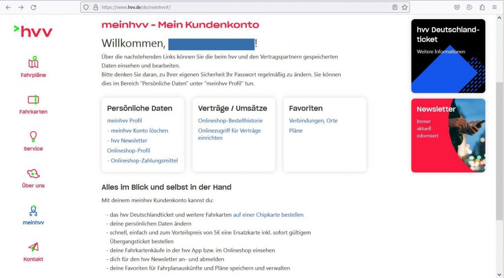 Anlegen eines Kontos bei meinhvv