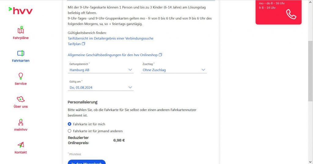 HVV-Fahrkartenkauf am Computer